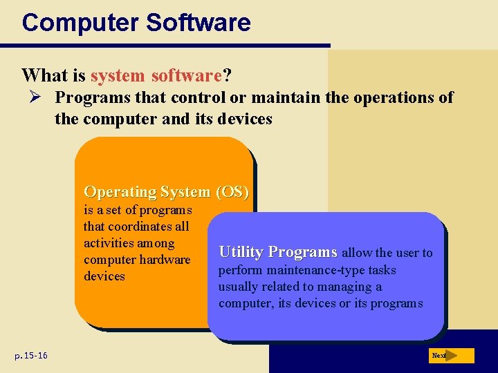 Computer Software What is system software? Ø Programs that control or maintain the operations