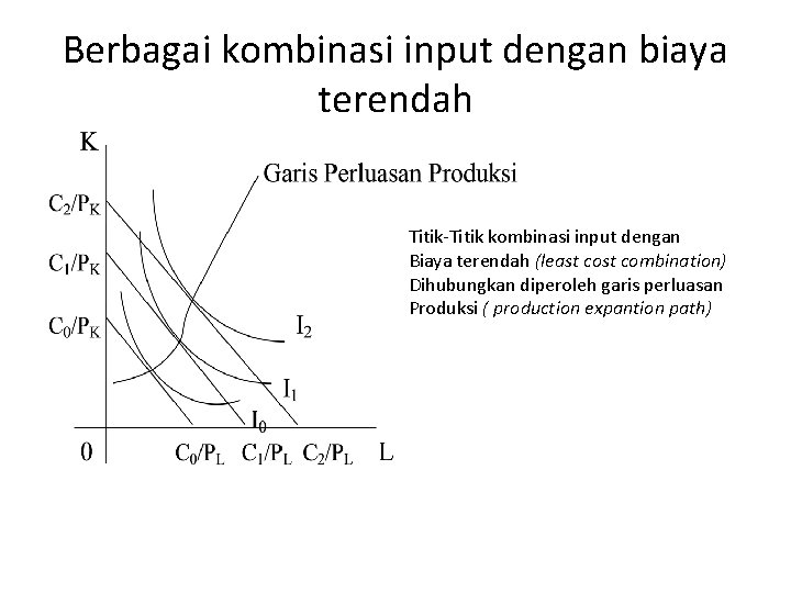 Berbagai kombinasi input dengan biaya terendah Titik-Titik kombinasi input dengan Biaya terendah (least combination) Berbagai kombinasi input dengan biaya terendah Titik-Titik kombinasi input dengan Biaya terendah (least combination)