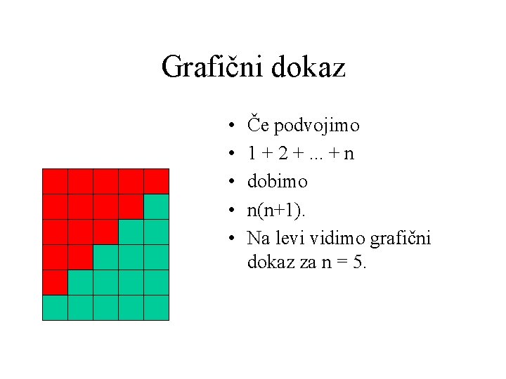 Grafični dokaz • • • Če podvojimo 1 + 2 +. . . +