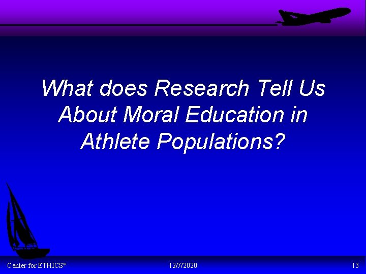 What does Research Tell Us About Moral Education in Athlete Populations? Center for ETHICS*