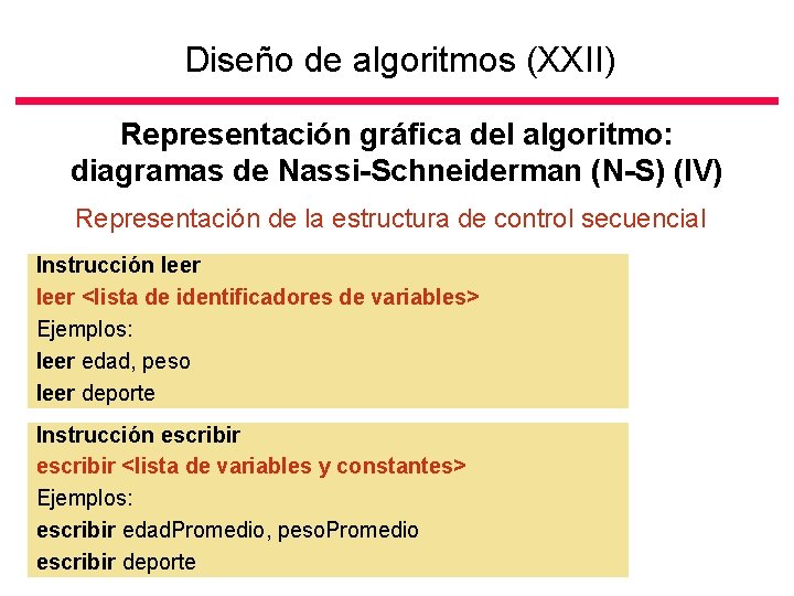 Diseño de algoritmos (XXII) Representación gráfica del algoritmo: diagramas de Nassi-Schneiderman (N-S) (IV) Representación