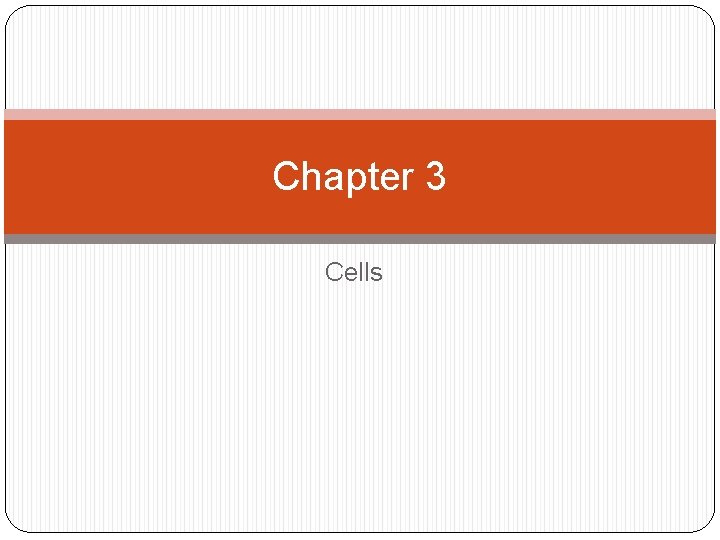 Chapter 3 Cells 