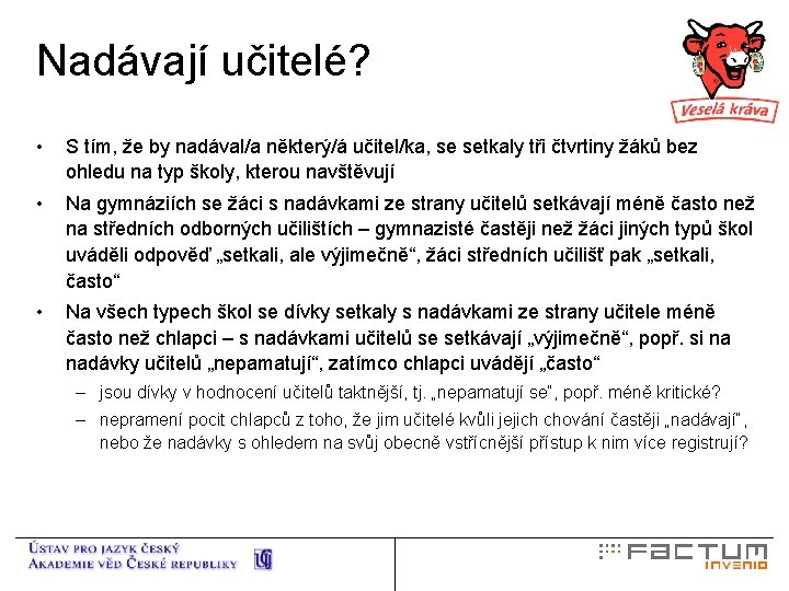 Nadávají učitelé? • S tím, že by nadával/a některý/á učitel/ka, se setkaly tři čtvrtiny