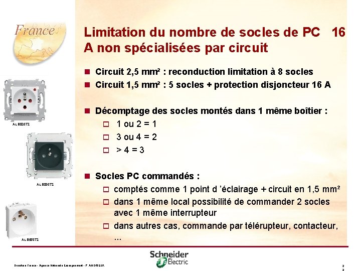 Limitation du nombre de socles de PC 16 A non spécialisées par circuit n
