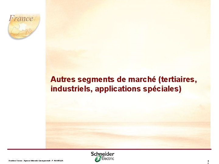 Autres segments de marché (tertiaires, industriels, applications spéciales) Direction France - Agence Nationale Enseignement