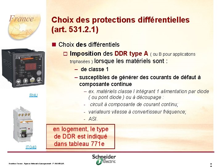 Choix des protections différentielles (art. 531. 2. 1) n Choix des différentiels o Imposition