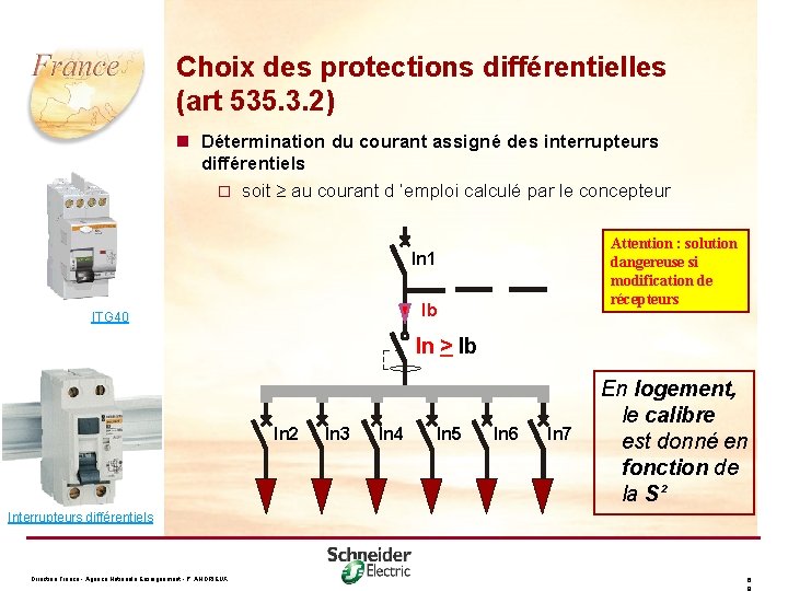 Choix des protections différentielles (art 535. 3. 2) n Détermination du courant assigné des