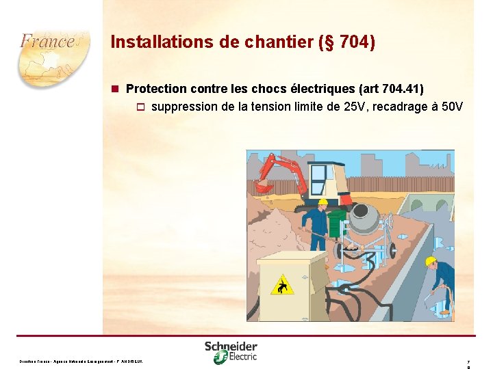 Installations de chantier (§ 704) n Protection contre les chocs électriques (art 704. 41)