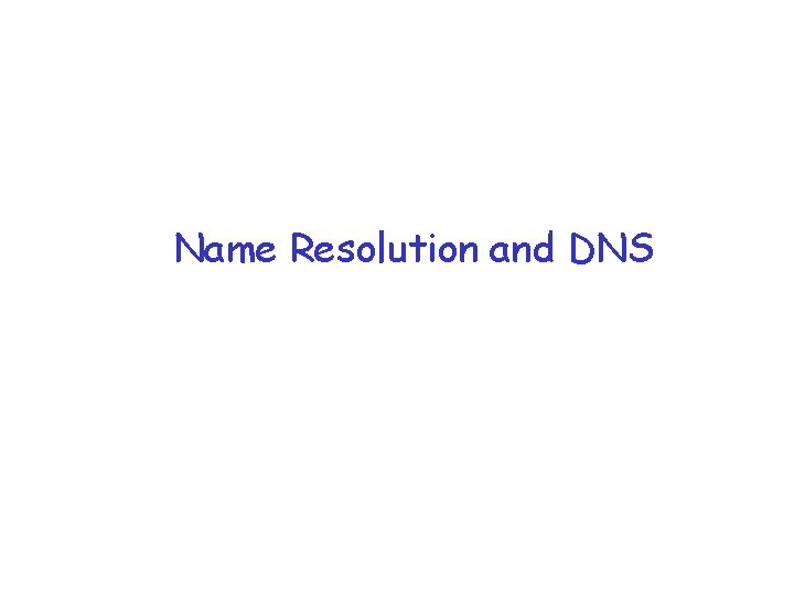 Name Resolution and DNS 