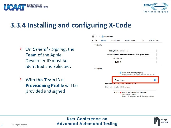 3. 3. 4 Installing and configuring X-Code On General / Signing, the Team of 3. 3. 4 Installing and configuring X-Code On General / Signing, the Team of