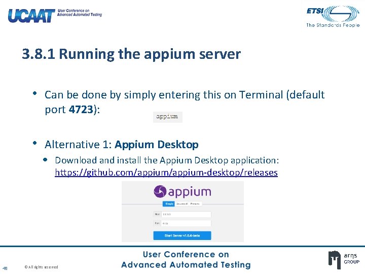3. 8. 1 Running the appium server • Can be done by simply entering 3. 8. 1 Running the appium server • Can be done by simply entering