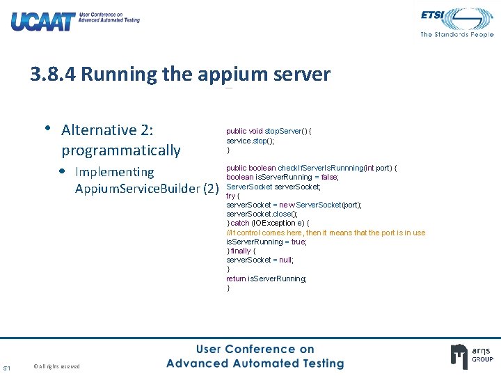 3. 8. 4 Running the appium server • Alternative 2: programmatically • Implementing Appium. 3. 8. 4 Running the appium server • Alternative 2: programmatically • Implementing Appium.