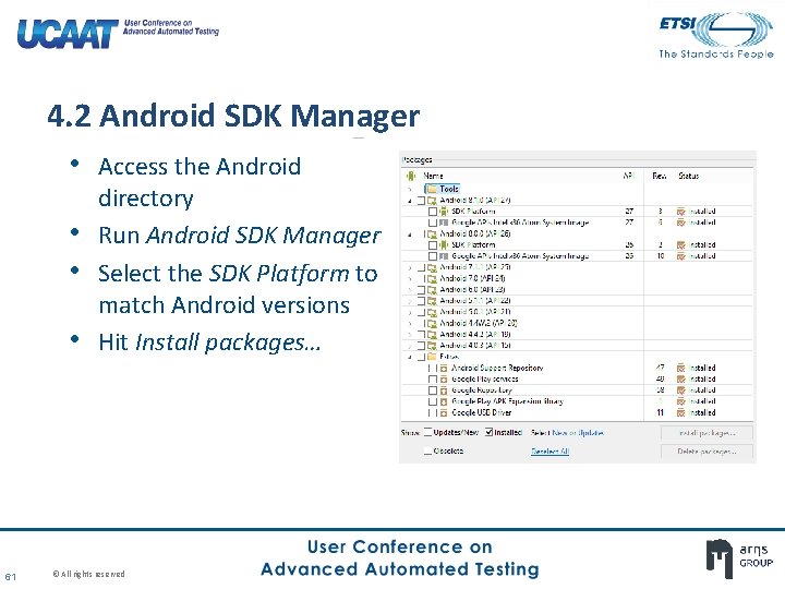 4. 2 Android SDK Manager • Access the Android • • • 61 directory 4. 2 Android SDK Manager • Access the Android • • • 61 directory