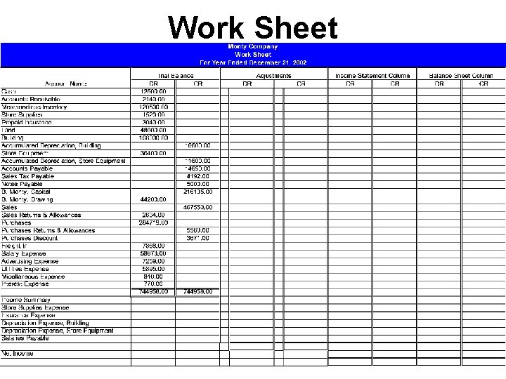 Work Sheet 