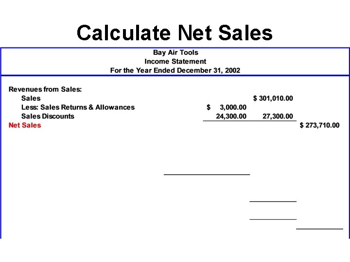 Calculate Net Sales 