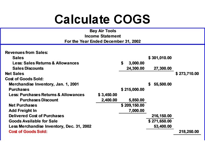 Calculate COGS 