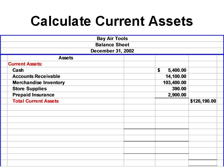 Calculate Current Assets 