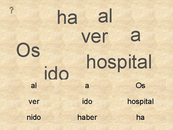 ha Os al ido al ver a hospital a Os ver ido hospital nido