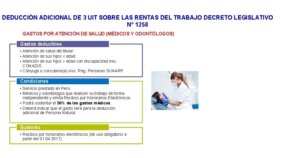 DEDUCCIÓN ADICIONAL DE 3 UIT SOBRE LAS RENTAS DEL TRABAJO DECRETO LEGISLATIVO N° 1258