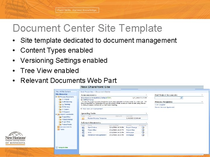 Document Center Site Template • • • Site template dedicated to document management Content