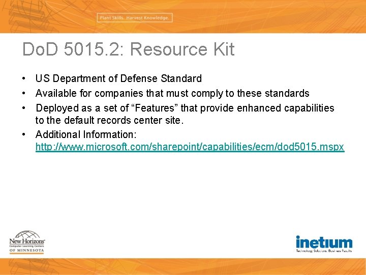 Do. D 5015. 2: Resource Kit • US Department of Defense Standard • Available