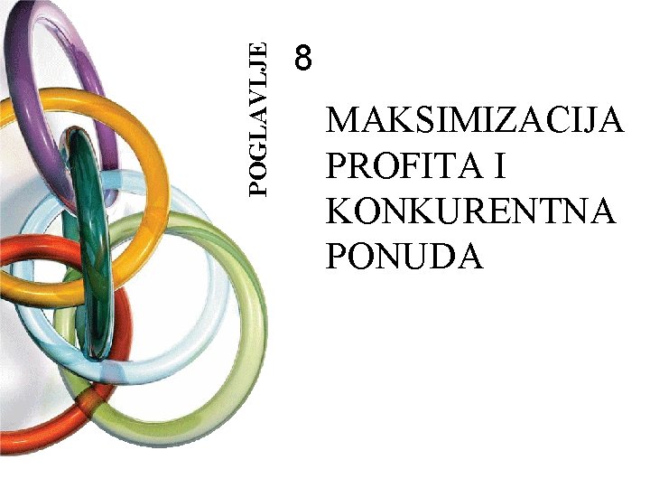 CPOGLAVLJE HAPTER 88 Profit MAKSIMIZACIJA Maximization PROFITA I and Competitive KONKURENTNA PONUDA Supply 