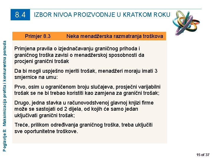 8. 4 IZBOR NIVOA PROIZVODNJE U KRATKOM ROKU Poglavlje 8: Maksimizacija profita i konkurentna