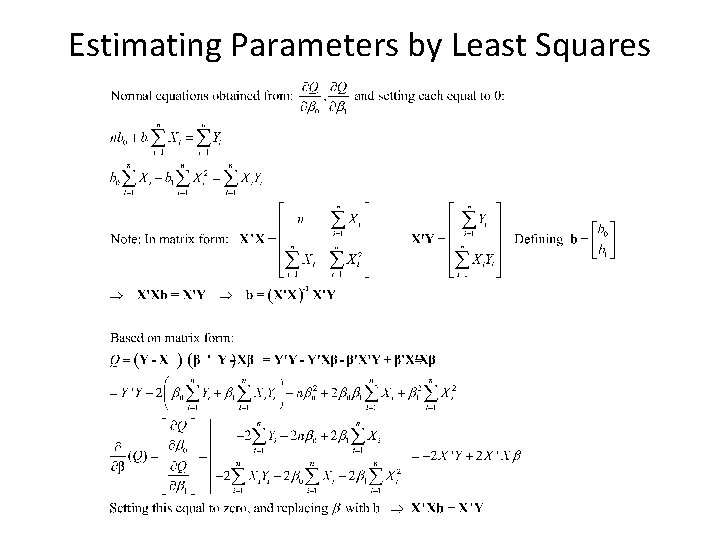 Estimating Parameters by Least Squares 