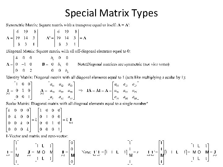 Special Matrix Types 