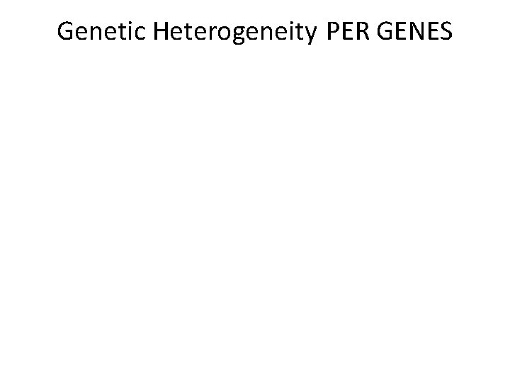 Genetic Heterogeneity PER GENES For Species Or For Individuals 