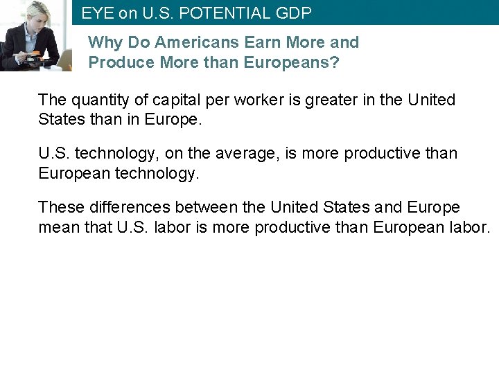 EYE on the U. S. PAST POTENTIAL GDP Why Do Americans Earn More and