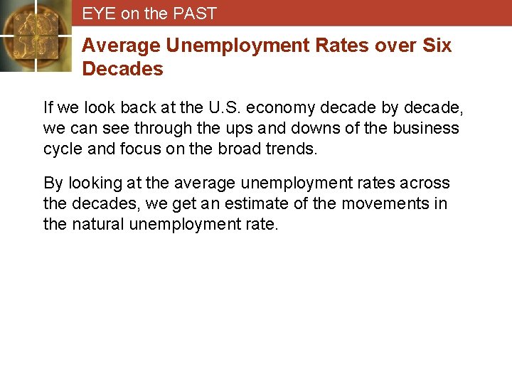 EYE on the PAST Average Unemployment Rates over Six Decades If we look back