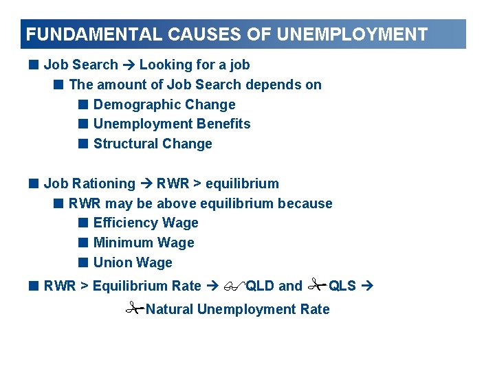FUNDAMENTAL CAUSES OF UNEMPLOYMENT < Job Search Looking for a job < The amount
