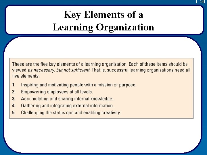 1 - 141 Key Elements of a Learning Organization 
