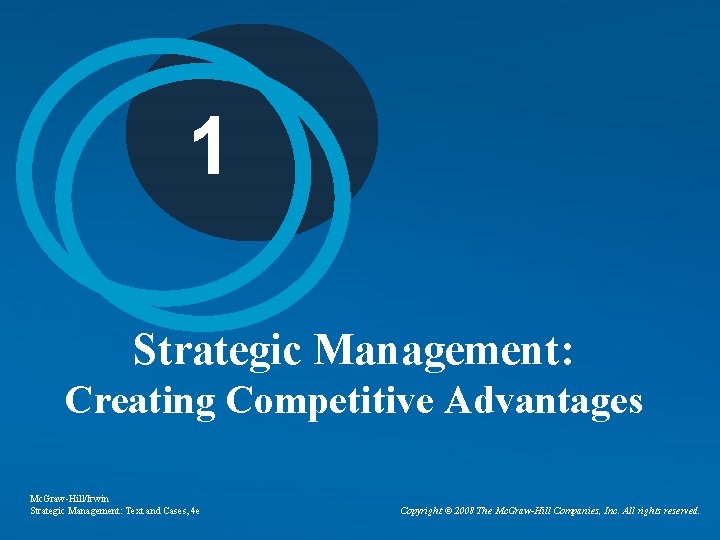 1 Strategic Management: Creating Competitive Advantages Mc. Graw-Hill/Irwin Strategic Management: Text and Cases, 4