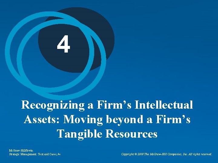 4 Recognizing a Firm’s Intellectual Assets: Moving beyond a Firm’s Tangible Resources Mc. Graw-Hill/Irwin