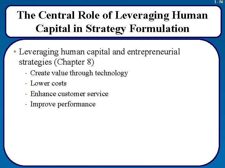 1 - 56 The Central Role of Leveraging Human Capital in Strategy Formulation •