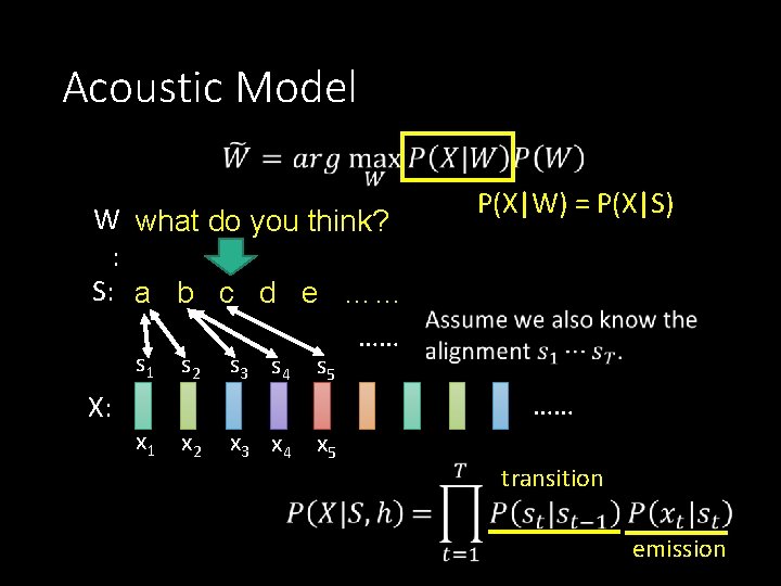 Acoustic Model W what do you think? : S: a b c d e