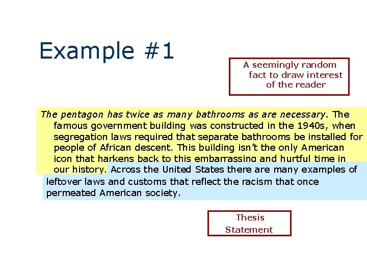 Example #1 A seemingly random fact to draw interest of the reader The pentagon