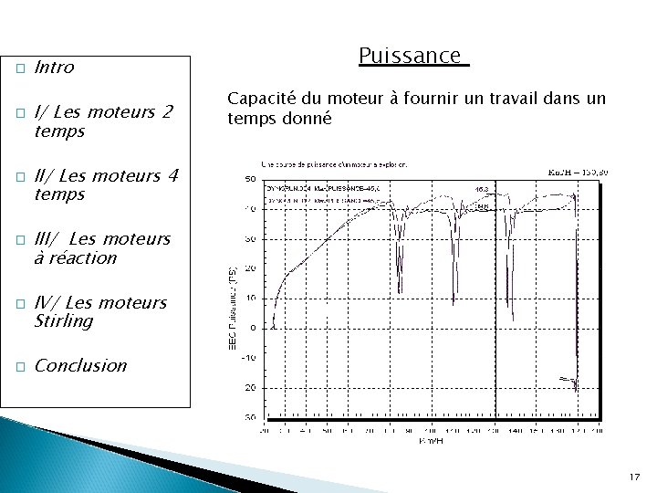 � � � Intro I/ Les moteurs 2 temps Puissance Capacité du moteur à