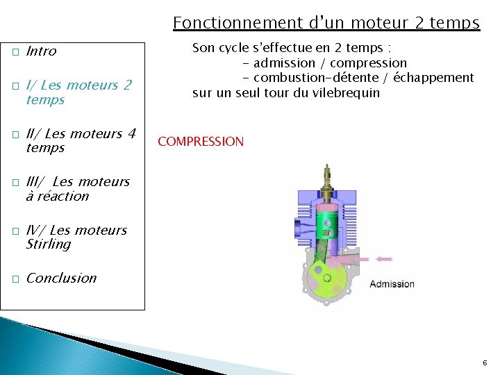 Fonctionnement d’un moteur 2 temps � � � Intro I/ Les moteurs 2 temps