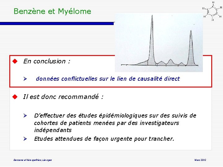 Benzène et Myélome En conclusion : données conflictuelles sur le lien de causalité direct