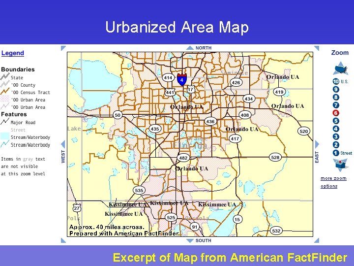 Urbanized Area Map Excerpt of Map from American Fact. Finder 