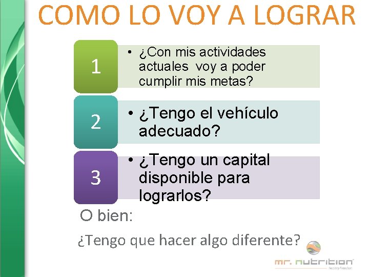 COMO LO VOY A LOGRAR 1 • ¿Con mis actividades actuales voy a poder