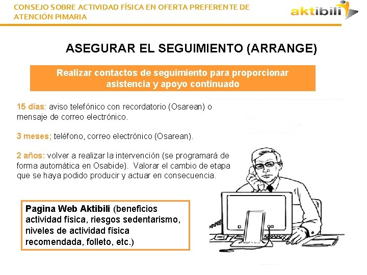 CONSEJO SOBRE ACTIVIDAD FÍSICA EN OFERTA PREFERENTE DE ATENCIÓN PIMARIA ASEGURAR EL SEGUIMIENTO (ARRANGE)