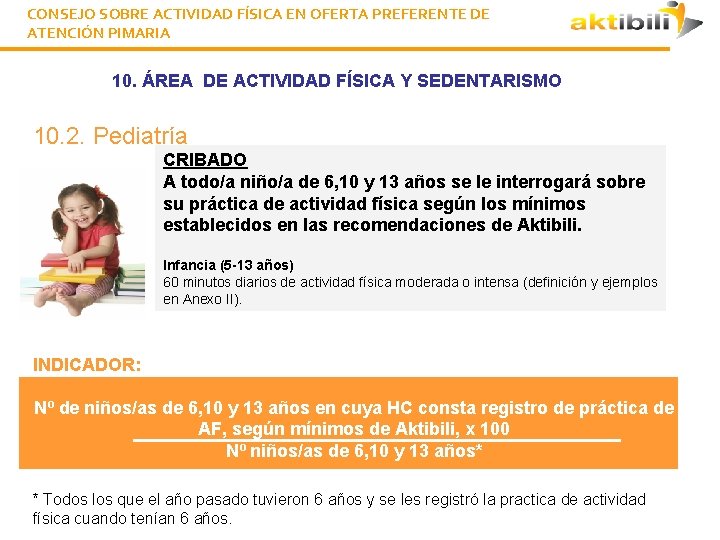 CONSEJO SOBRE ACTIVIDAD FÍSICA EN OFERTA PREFERENTE DE ATENCIÓN PIMARIA 10. ÁREA DE ACTIVIDAD