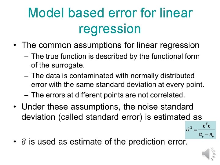 Model based error for linear regression • 