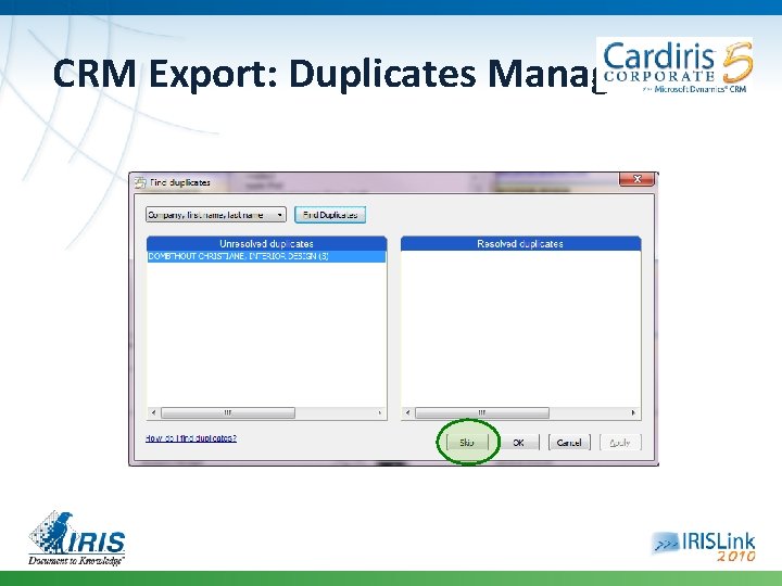 CRM Export: Duplicates Management 