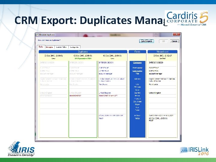 CRM Export: Duplicates Management 