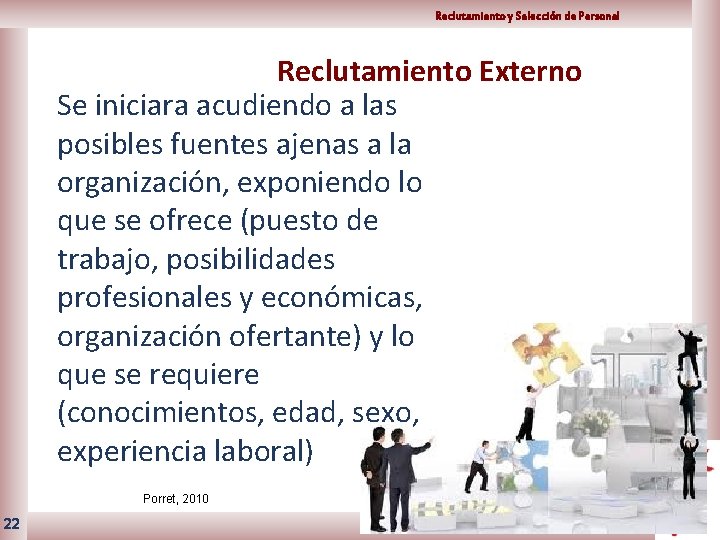 Reclutamiento y Selección de Personal Reclutamiento Externo Se iniciara acudiendo a las posibles fuentes